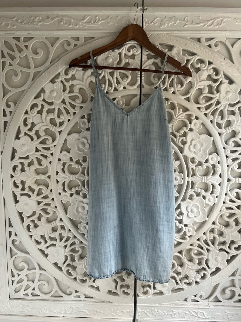 TNA Lyocell Chambray Slip Dress Light Blue Size Small